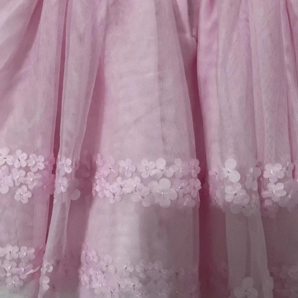 Blueberi Boulevard Pink Little Girls Embroidered & Embellished Mesh Dress 24 M - Picture 3 of 6